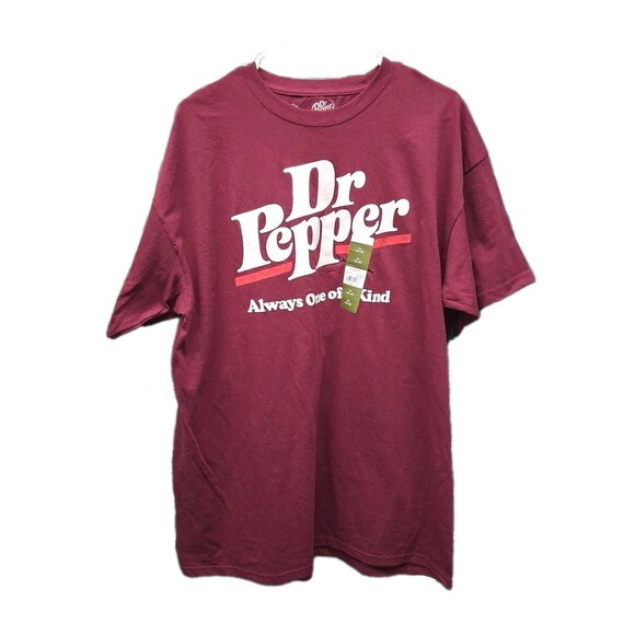Dr Pepper T-Shirt Mens XL Graphic Logo Maroon Always One Of A Kind NWT - Picture 1 of 5